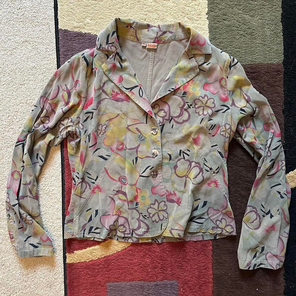 Tianello floral unique jacket / blazer? tencel rayon mix made in the usa vintage